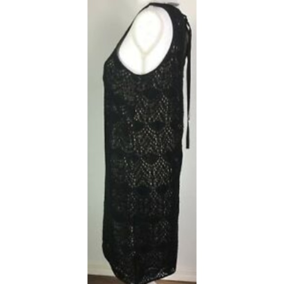 Ann Taylor Loft Crochet Knit Black Sleeveless Zip - Picture 5 of 7